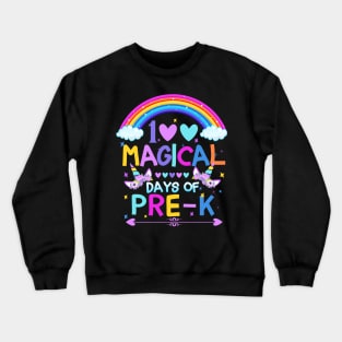 100th Day Of Pre-K, Magical Rainbow Unicorns Student Teacher Crewneck Sweatshirt